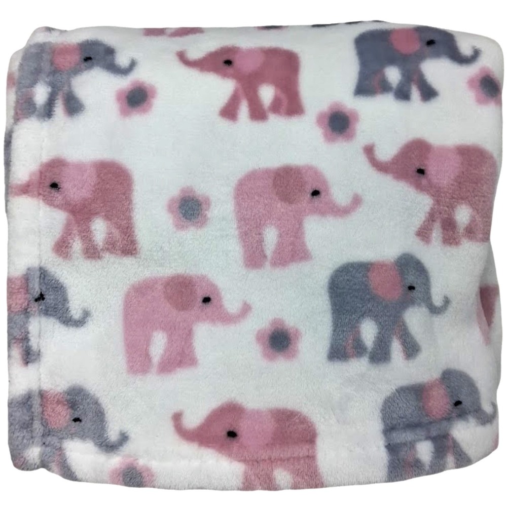 Dream Kids RN: 164273  Elephant Baby Blanket Pink Gray White Soft Lovey Security